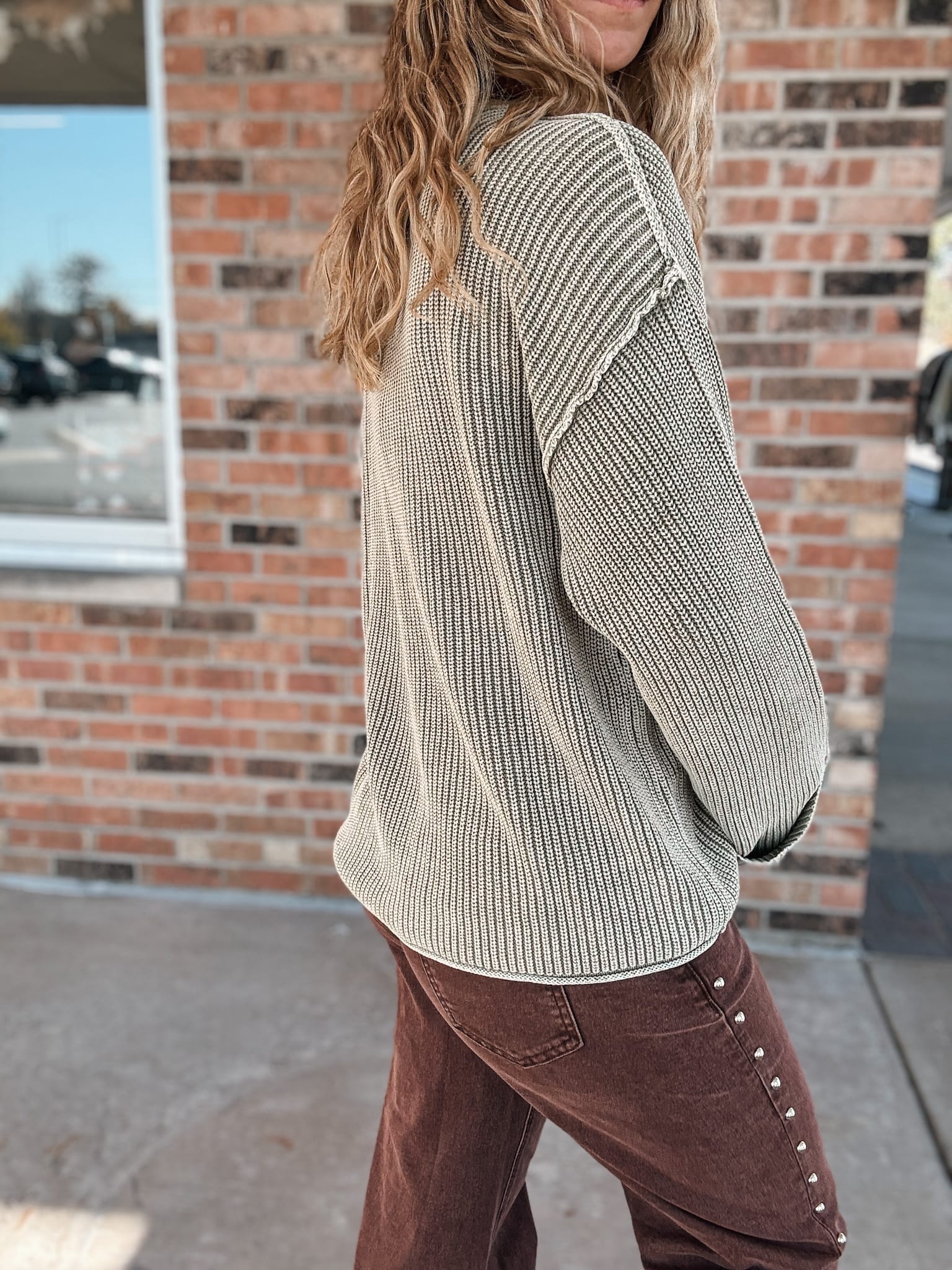 Sweaters Raw Edge Olive Sweater Raising Brave Boutique
