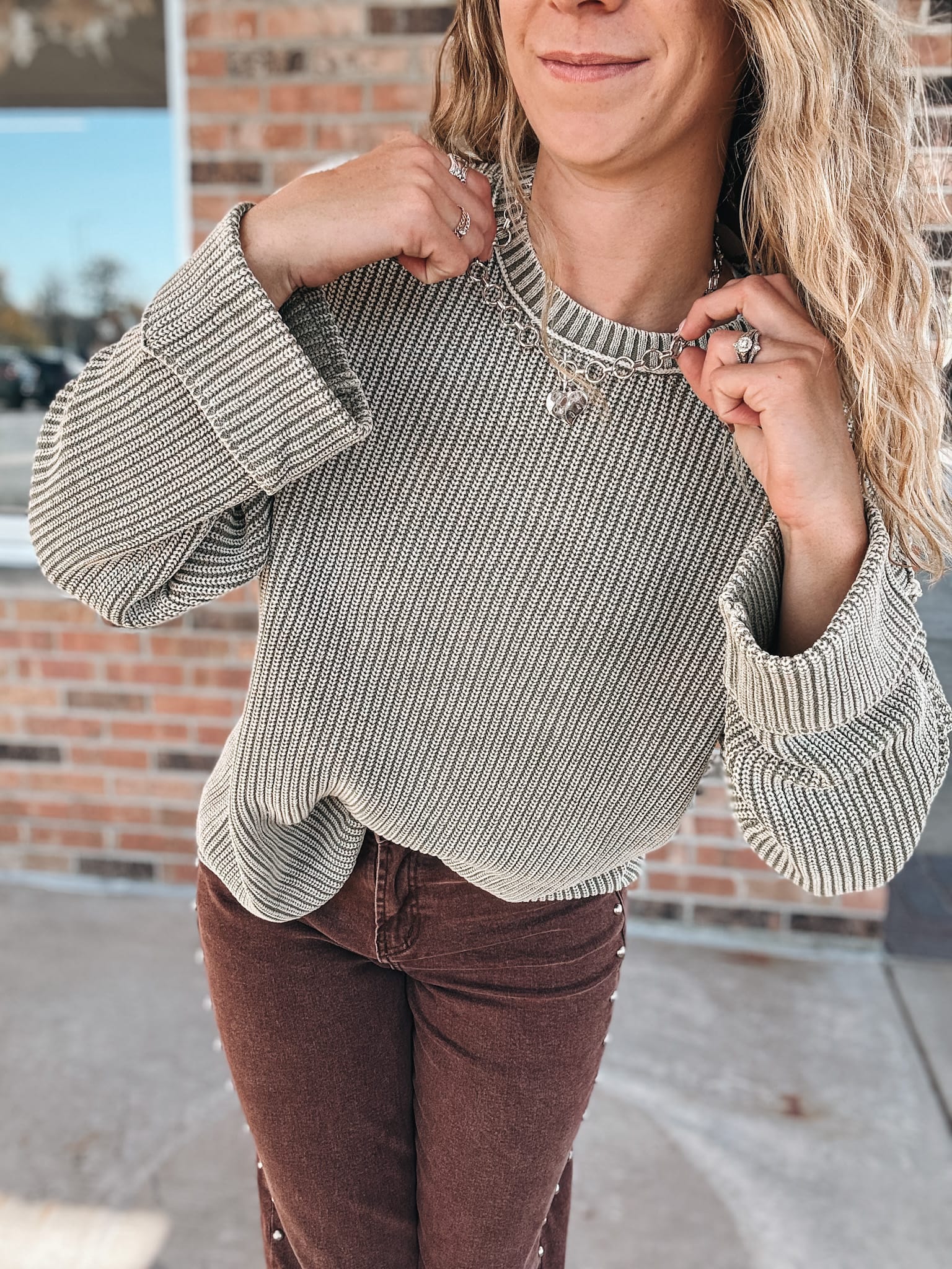 Sweaters Raw Edge Olive Sweater Raising Brave Boutique