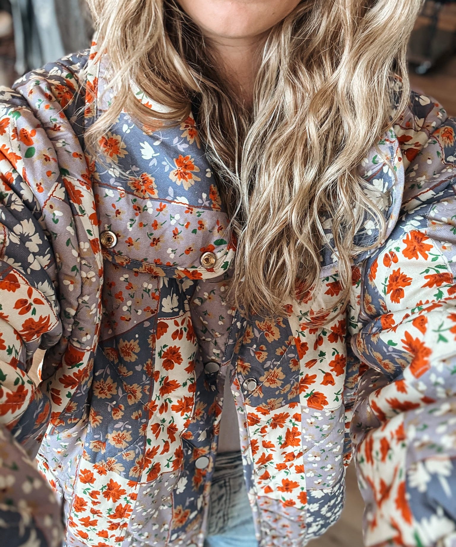 Jackets Patchwork Quilted Puffer Jacket Raising Brave Boutique