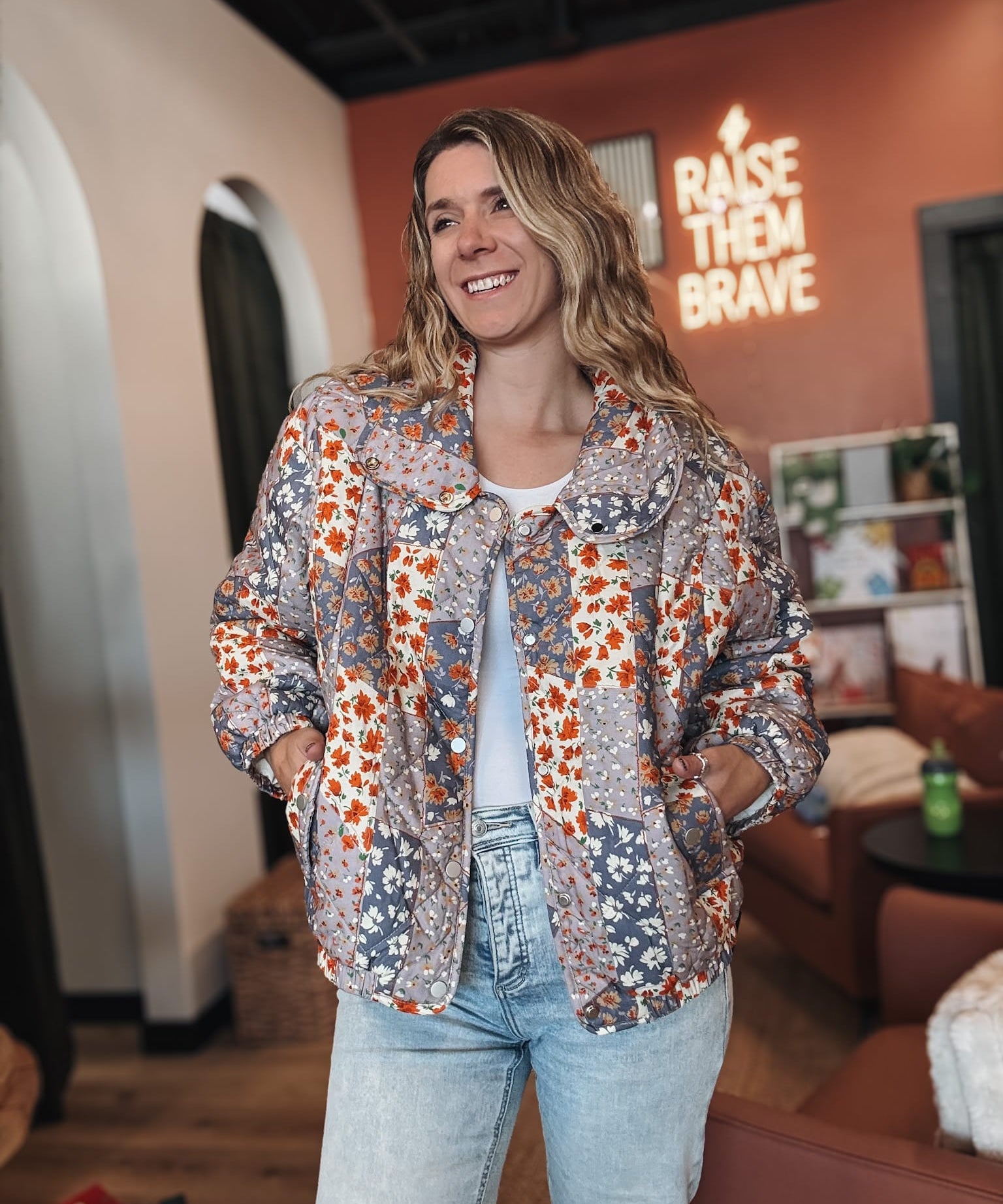 Jackets Patchwork Quilted Puffer Jacket Raising Brave Boutique