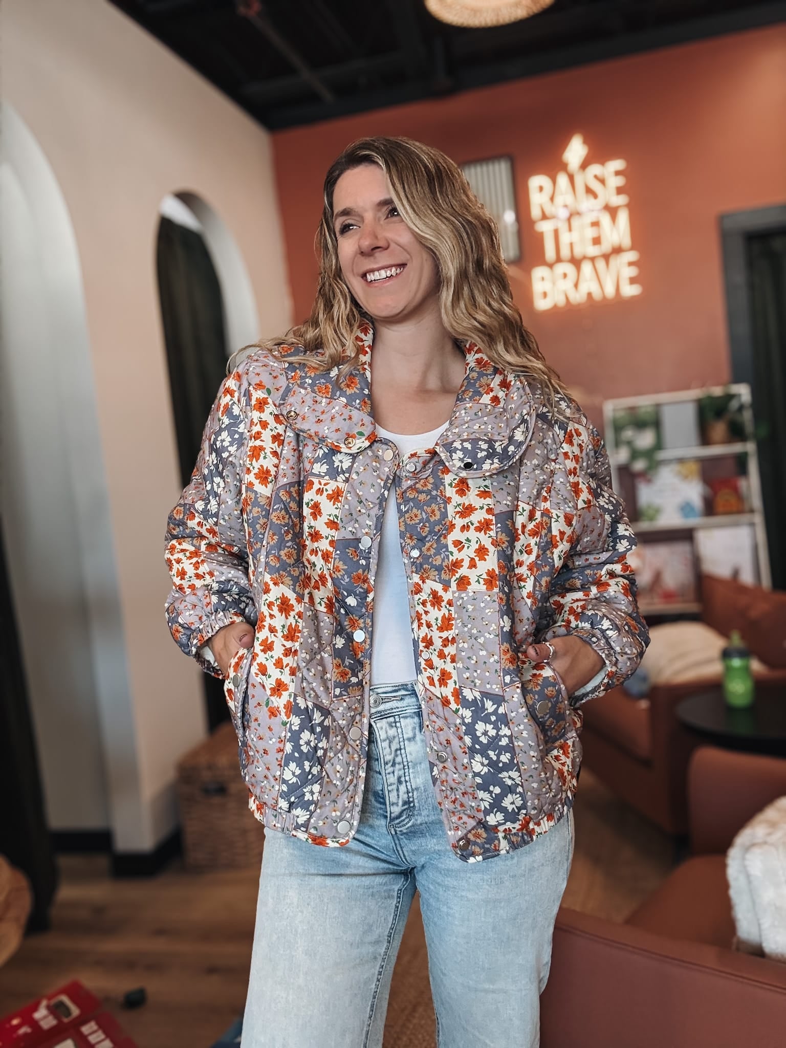 Jackets Patchwork Quilted Puffer Jacket Raising Brave Boutique