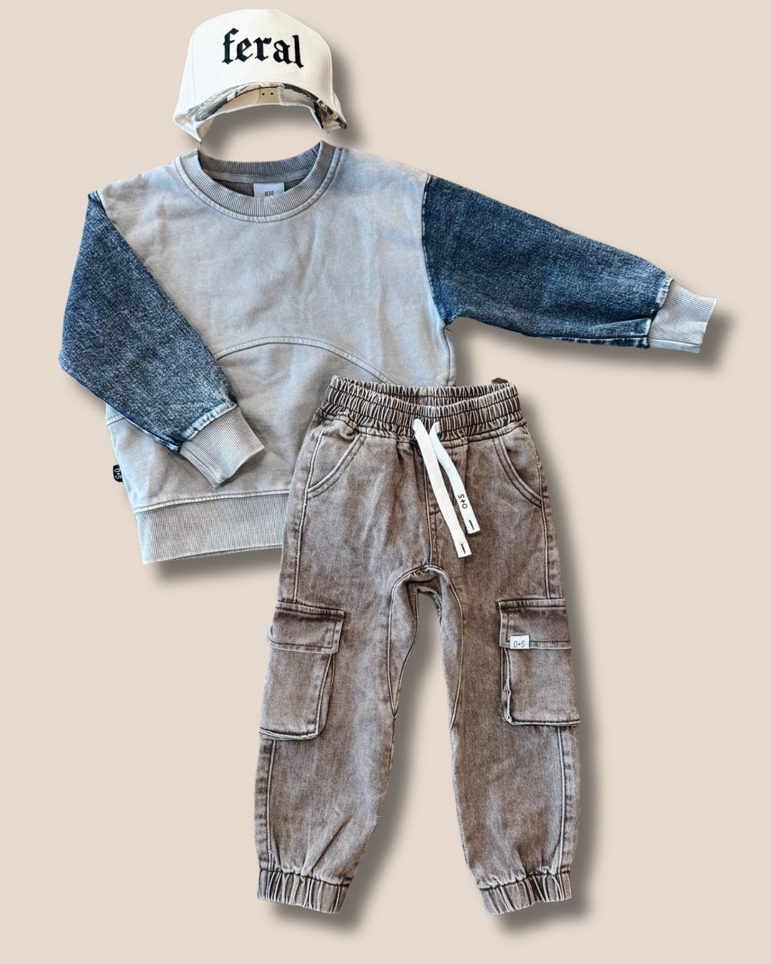 Baby Crewneck Morgan Denim Sleeve Crewneck Raising Brave Boutique
