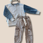 Baby Crewneck Morgan Denim Sleeve Crewneck Raising Brave Boutique