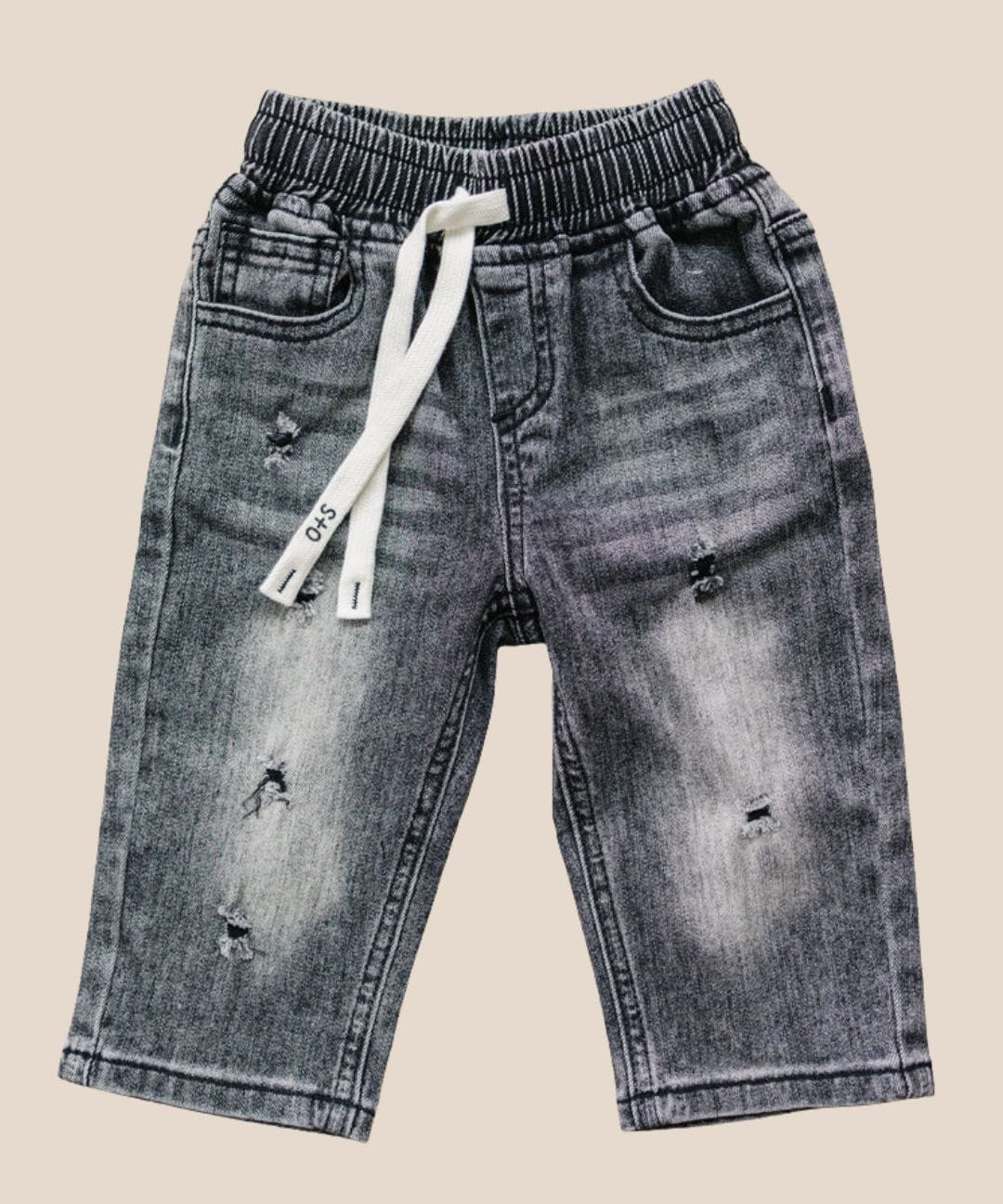Baby Bottoms Beau Distressed Black Denim Raising Brave Boutique