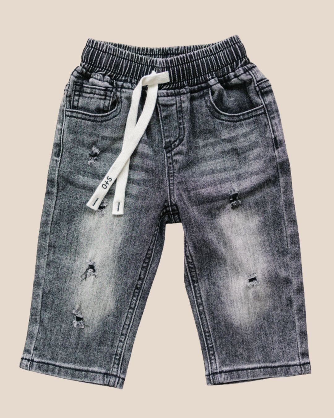 Baby Bottoms Beau Distressed Black Denim Raising Brave Boutique