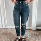 Distressed Roll Up Mom Jeans - Raising Brave