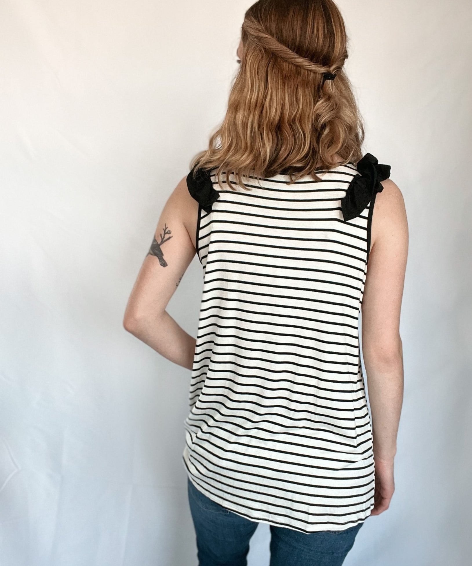 Flirty Striped Ruffle Tank Top - Raising Brave
