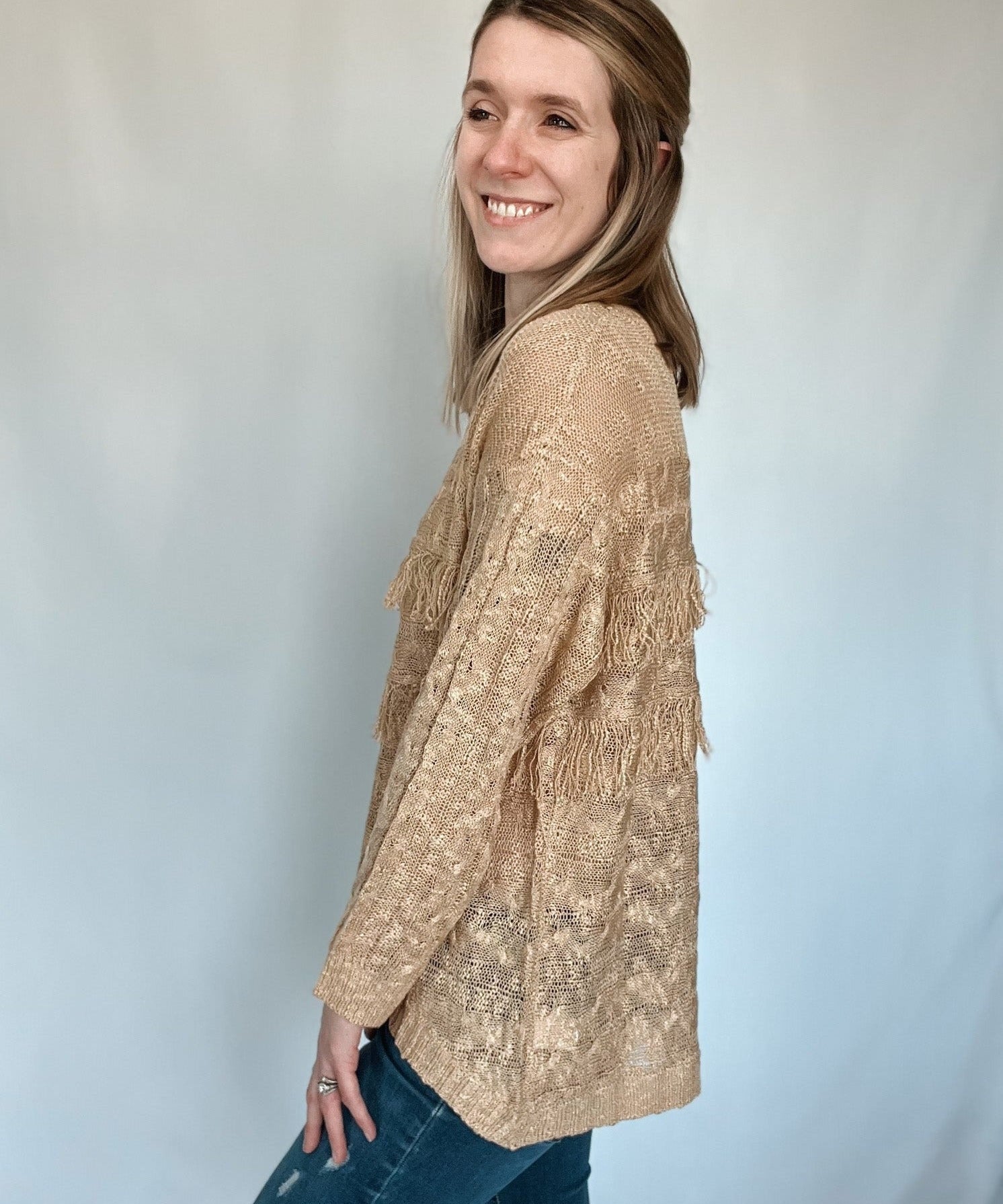 Get Your Fringe On Gold Sweater - Raising Brave