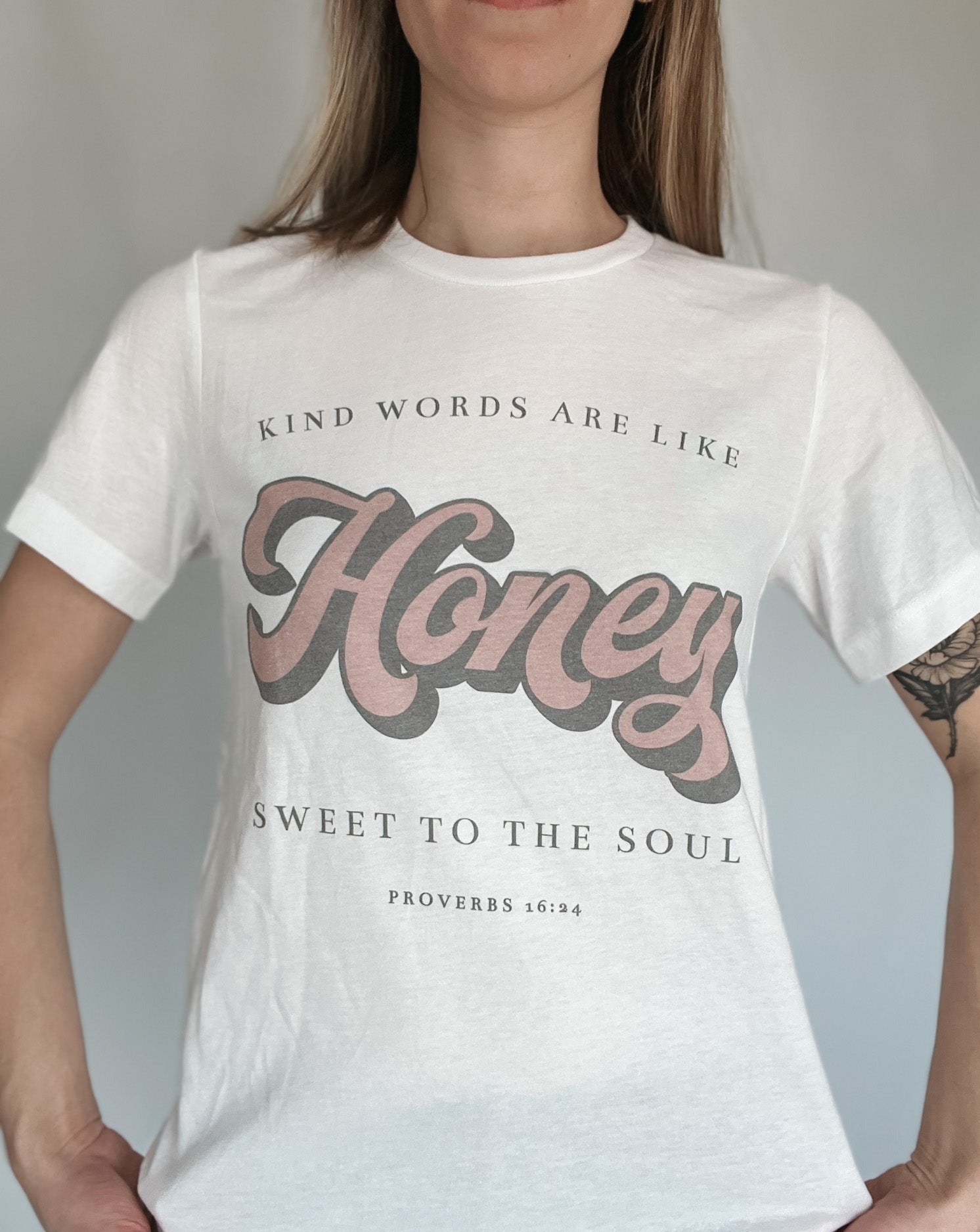 Kind Words Are Like Honey Graphic T-Shirt- White - Raising Brave