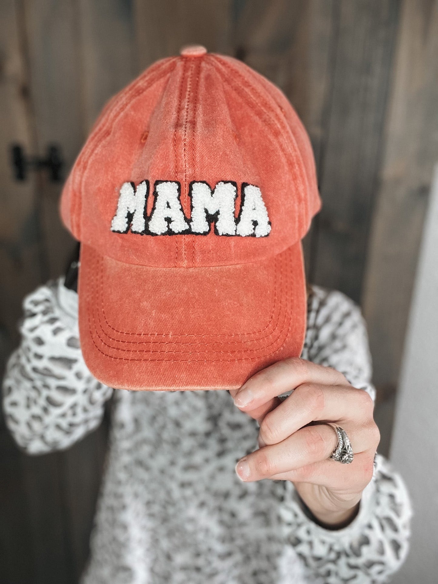 Mama Baseball Hat- Coral - Raising Brave