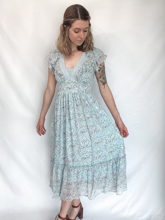 My Darling Blue Floral Midi Dress - Raising Brave