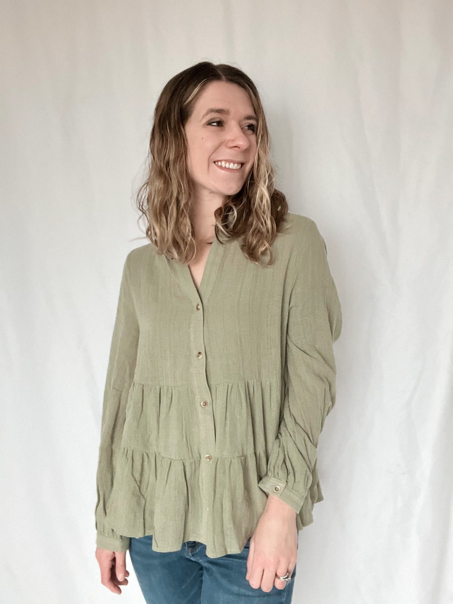 Open Book Tiered Blouse - Raising Brave