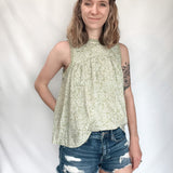 Paisley Floral Lace Green Tank Top - Raising Brave